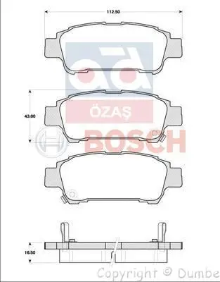 

Задняя Тормозная колодка 03 AVENSIS 986424762