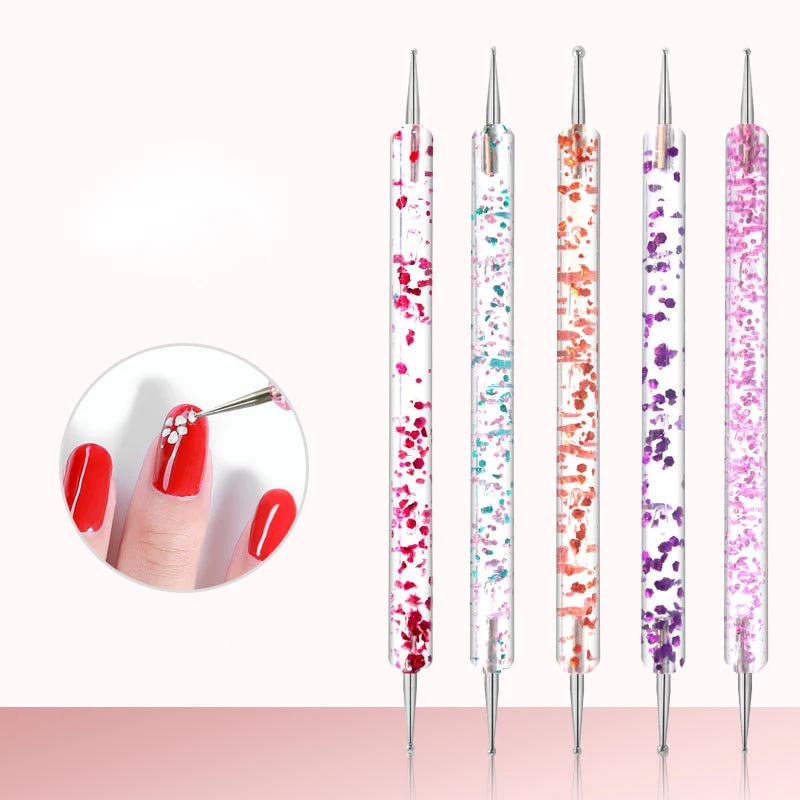 

UV Gel Painting Nail Art Dotting Pen Acrylic Handle Rhinestone Crystal 2 Way Nail Art Brush Salon Decoration Manicure Tools Kit