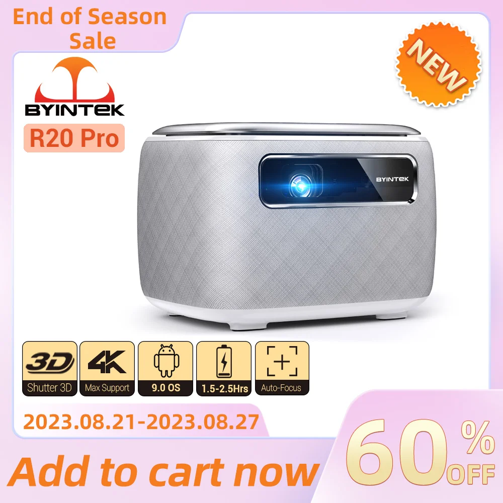BYINTEK R20 Pro 3D 4K 300inch Cinema AI Auto Focus Smart And