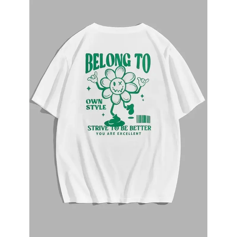 Футболка мужская свободного покроя из хлопка в стиле оверсайз