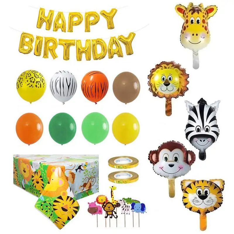 

Тема с животными джунглей, фотоэлемент, детский день рождения, Фотофон, украшение, Лев, жираф, алюминиевый пленочный шар