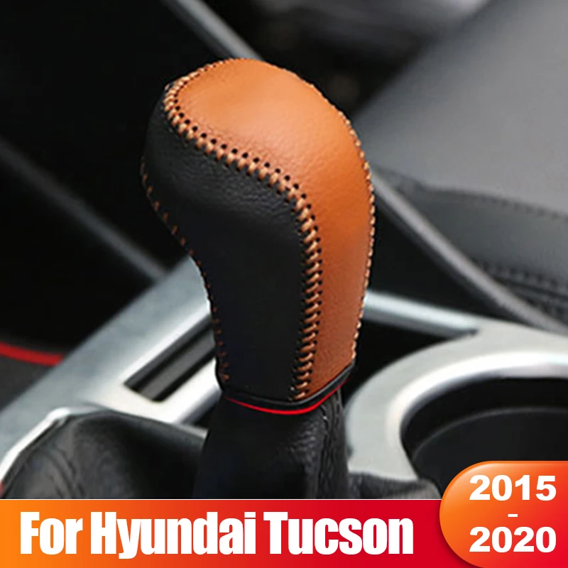 

For Hyundai Tucson TL 2015 2016 2017 2018 2019 2020 PU Leather Car Gear Shift Collars Shift Knob Cover Case Interior Accessories