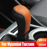 for hyundai tucson tl 2015 2016 2017 2018 2019 2020 pu leather car gear shift collars shift knob cover case interior accessories