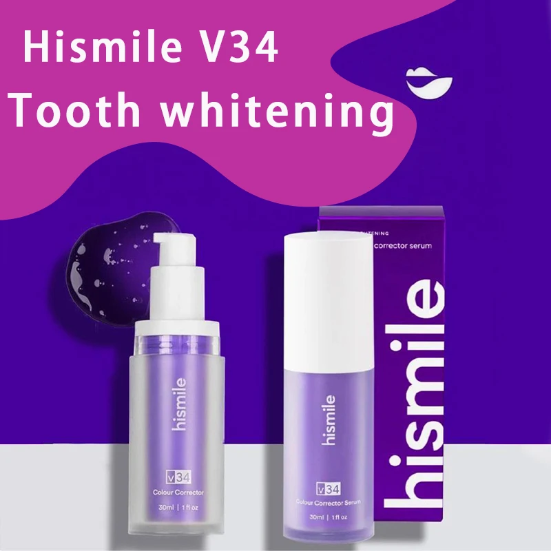 

HISMILE V34 30ml Toothpaste Purple Color Corrector Toothpaste For Teeth White Brightening Tooth Care Toothpaste Reduce Yellowing