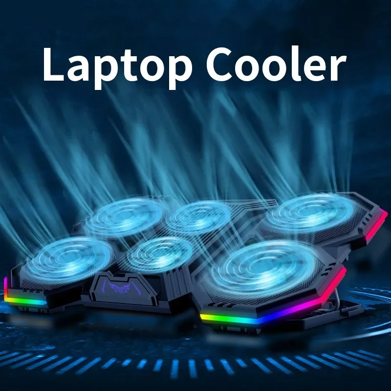 

2022 Notebook Radiator Air cooler laptop Stand with 6 fans Computer cooler Fan Base mute Suitable for 12-21 inche cooling pad