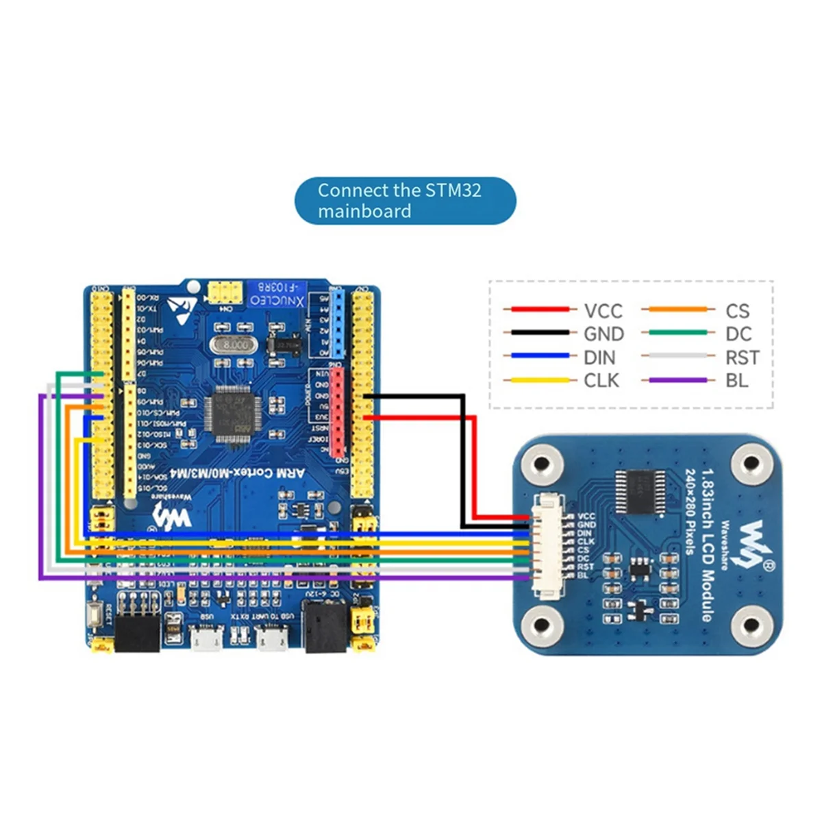 Waveshare 1 83 дюйма Плата расширения ЖК-дисплея IPS Цветной круглый угловой дисплей 240x280