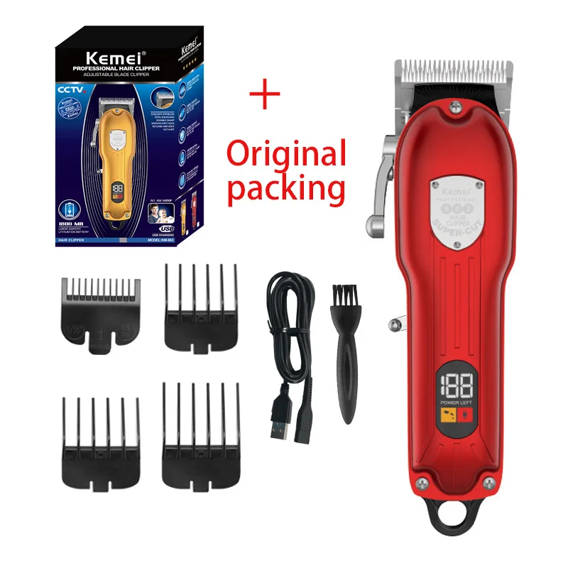 Kemei Hair clipper Hairdressing Cordless Use Trimmer Barber Professional Rechargeable Electric Cutting Machine For Man | Бытовая