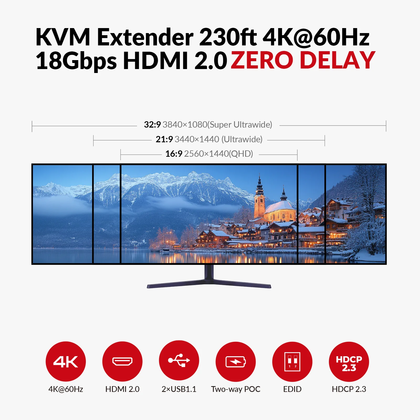 AV-удлинитель KVM 4K HDMI и USB по Cat66A7 до 70 м, HDR10, HDCP 2.3, USB 1.1, двунаправленный PoC, EDID-переключатель (art.: 3920d7fffed0a) - 3920d7fffed0a