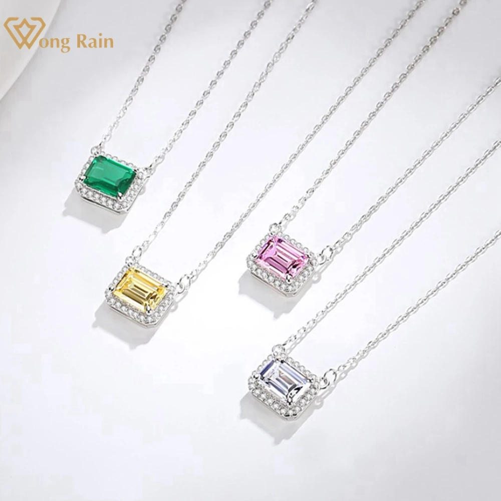 

Wong Rain Solid 925 Стерлинговое Серебро Изумруд 6*8 мм изумруд цитрин розовый сапфир драгоценный камень женское ожерелье кулон ювелирные изделия
