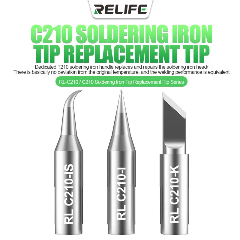 

5PCS Relife RL-C210 I IS K Soldering Iron Tip Universal C210 Replacement Head For T210 Soldering Iron Handle Welding Use