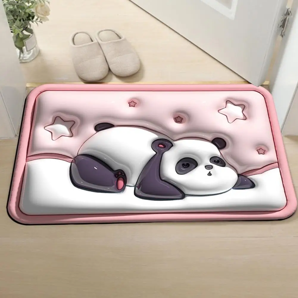 

3D Panda Bathroom Mat Door Mat Strongly Absorbent 3D Printing Cartoon Decorative Cute Panda Pattern Bathroom Mat Home Decor