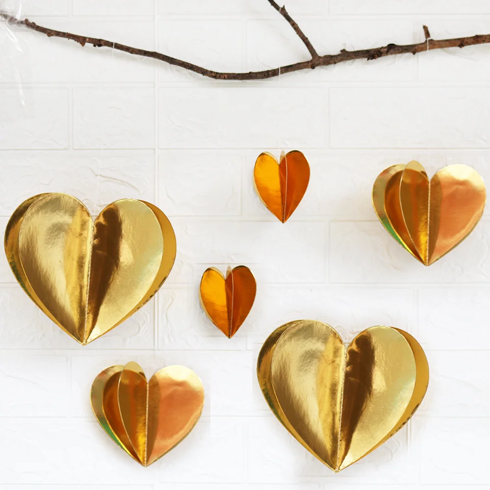 Зеркальная гирлянда сердце красная золотая