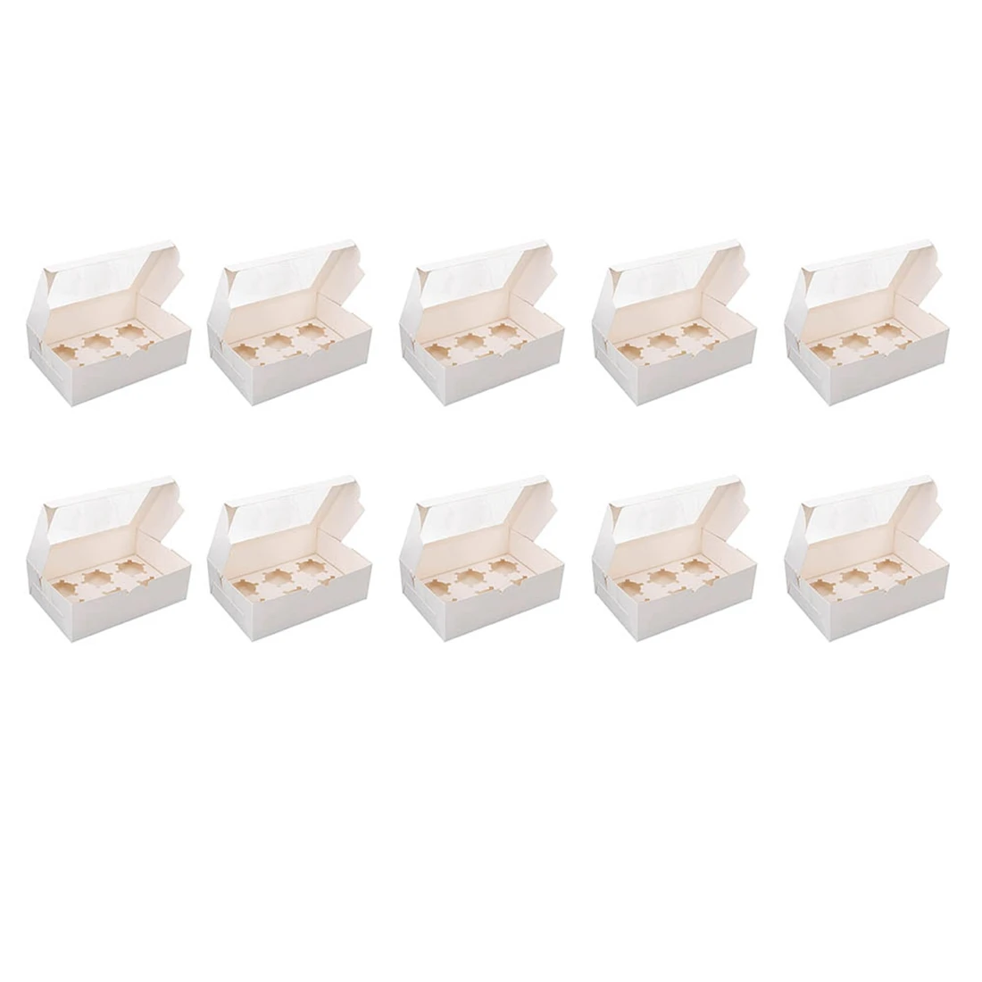

10Pcs Clear Windowed Cupcake Boxes with Removable Tray for 6 Cups Cake for Party Christmas Food Kitchen Accessories