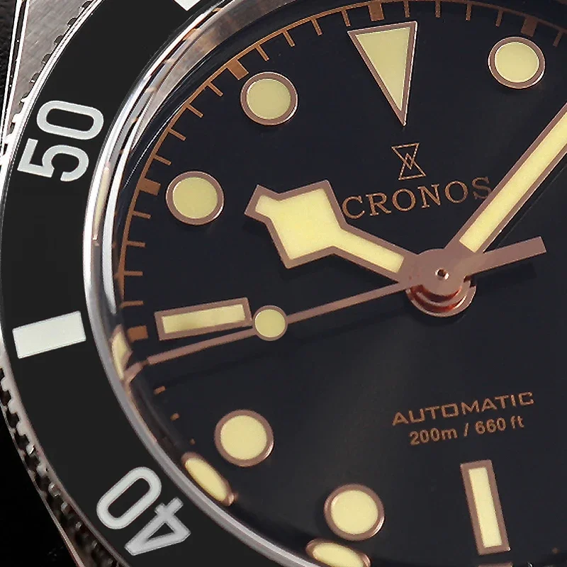 Cronos Роскошные мужские часы 37 мм Diver BB54 Винтаж Автоматический матовый/алюминиевый
