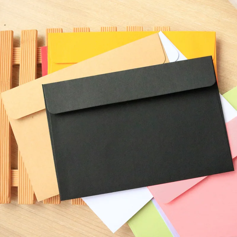 100 Pcs/Lot Black White Red Kraft Paper Envelopes Vintage European Style Envelope For Business Card Invitation