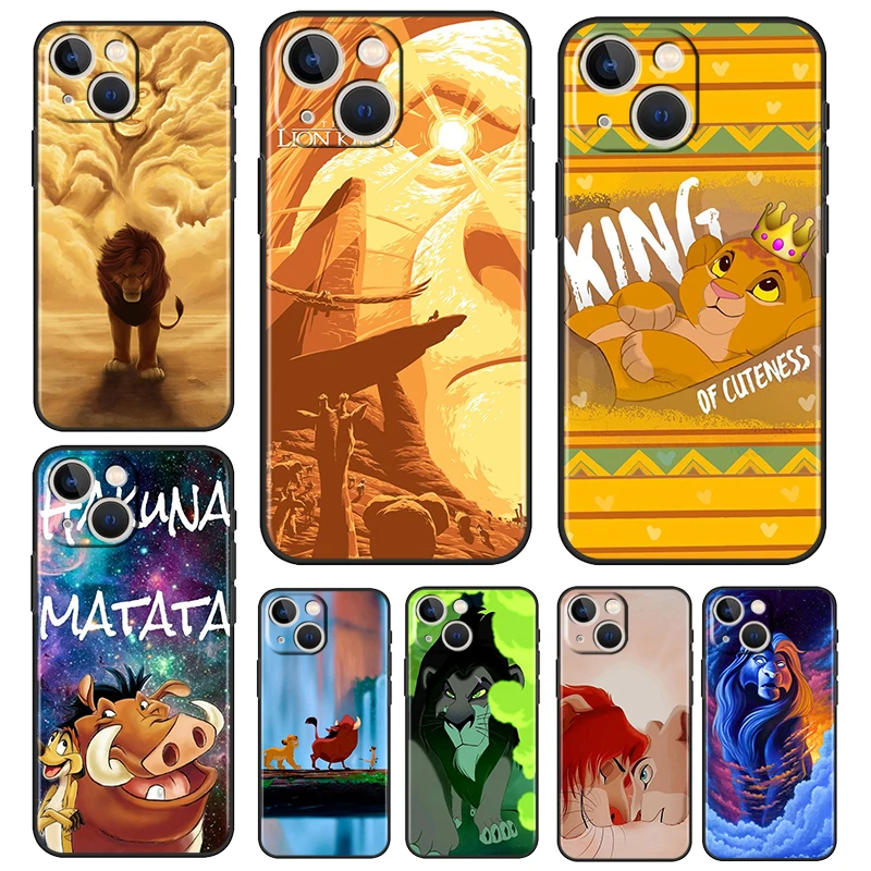 

Disney The Lion King Black Phone Case For Apple iPhone 14 13 12 11 Pro Max 8 7 X XR XS Mini Silicone TPU Soft Fundas Cover Coque