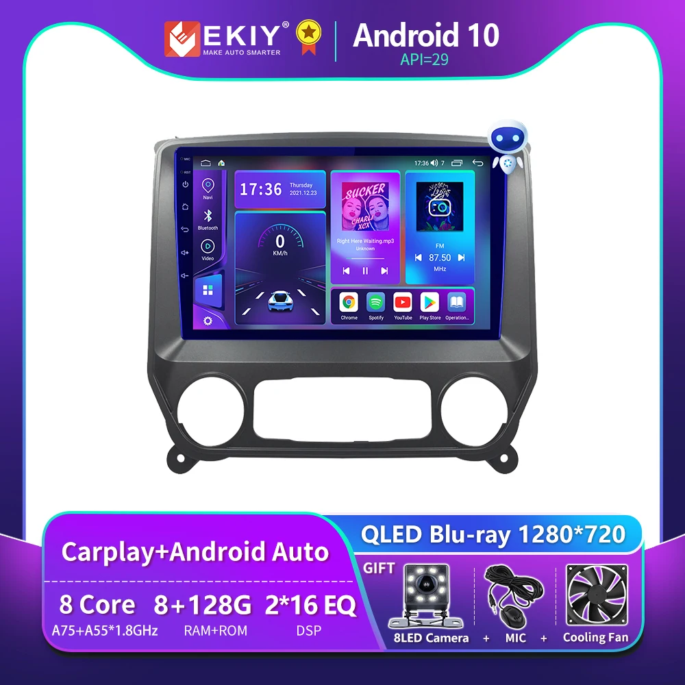 

EKIY T900 For Chevrolet Silverado GMC Sierra 2014 - 2018 Car Radio Android Multimedia Blu-ray QLED Navi GPS Stereo No 2 Din DVD