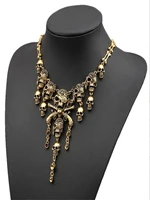retro exaggerated multi layer skull tassel alloy necklace high grade electroplated alloy accessories
