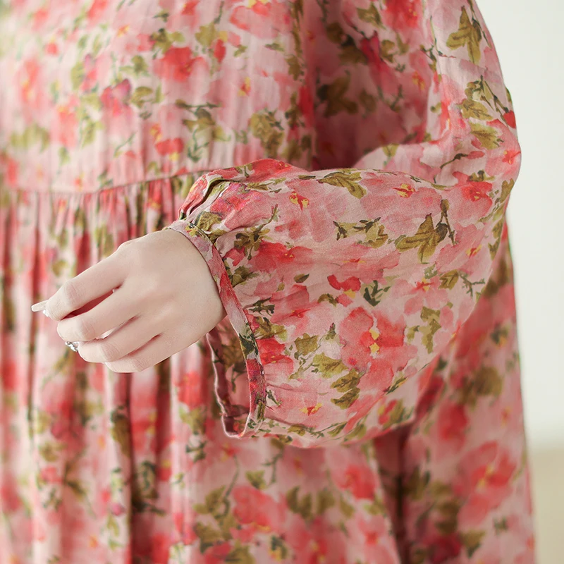 Женское винтажное платье с цветочным принтом повседневное длинное большого