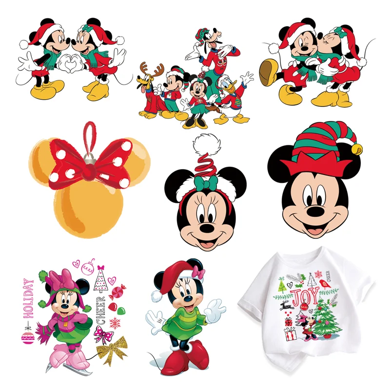 Рождественские нашивки с изображением Минни Маус самоклеящиеся виниловые
