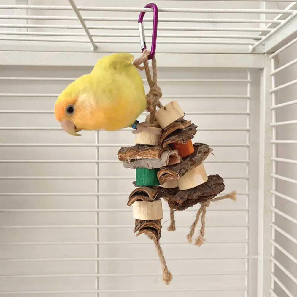 

Bird Toy Natural Smell Bird Toy Wooden Bird Perch Toy Bite-resistant Stand for Small to Medium Birds Relieve Boredom for Parrots