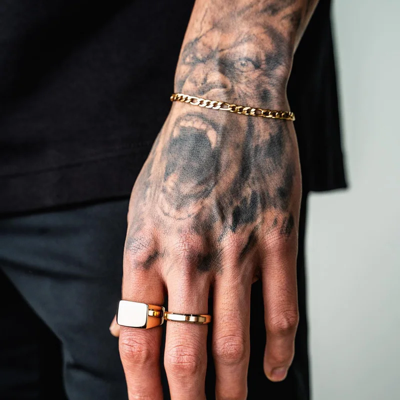 Браслет-цепочка Figaro мужской ширина 3/5/7 мм застежка-карабин нержавеющая сталь