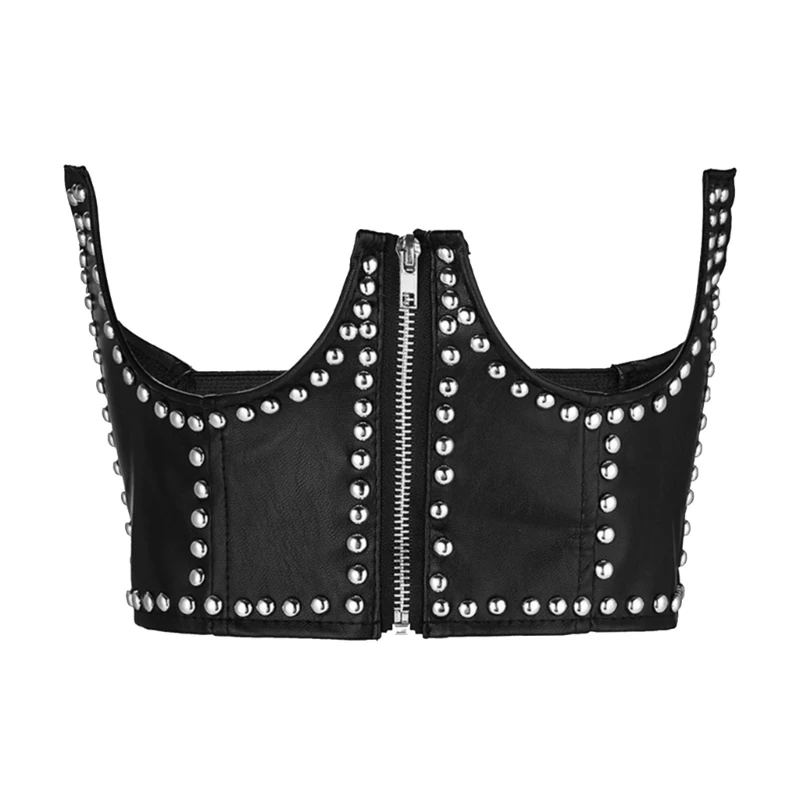 

Y166 Women Commute Corset with Zipper Closure Woman Solid Color Lift Up Masquerade Party Crop Top Black Slim Wrap Top