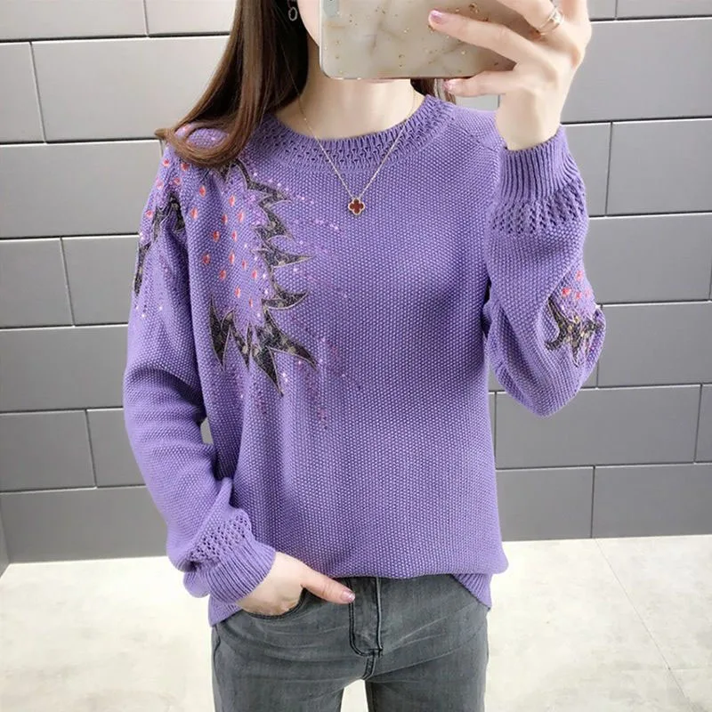 Женский трикотажный свитер с длинным рукавом тонкий универсальный свободный