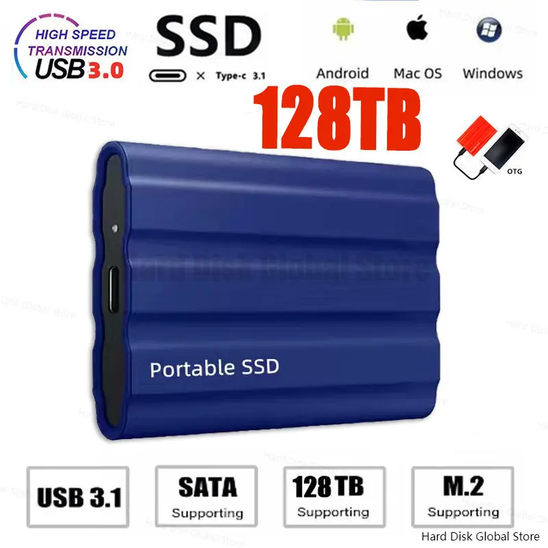 

SSD External Mobile Solid State Drive Flash 64TB TypeC USB3.1 8TB Portable Mini Slim High Speed Transfer SSD Flash Memory Device