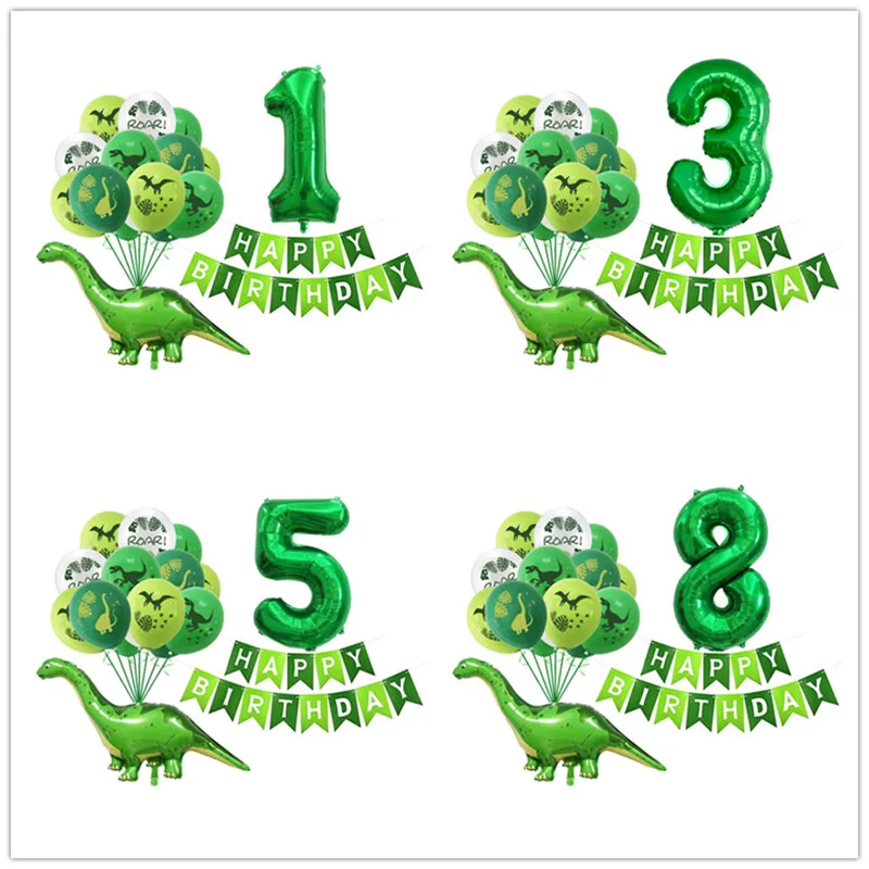 

Foil Balloons Dinosaur Birthday Decoration Happy Birthday Banner Number Balloon 0-9 Jungle Birthday Party Decorations Kids Boy