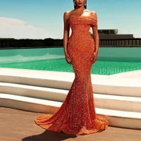 exquisite off the shoulder vestido slim mermaid celebrity dresses sparkly full length evening gowns ladies sexy robe de cocktail