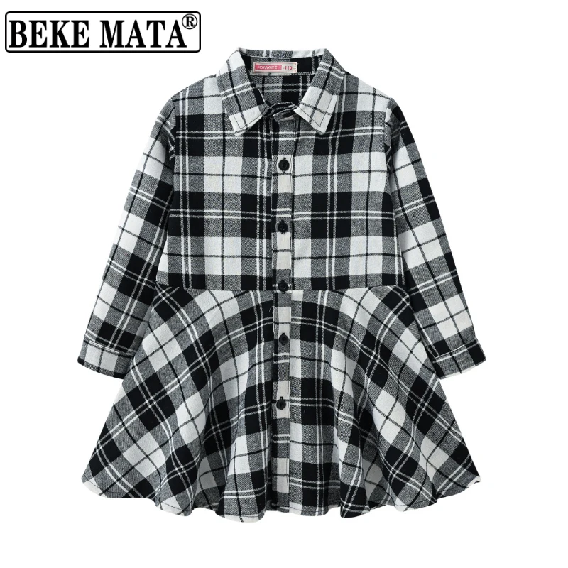 Клетчатые блузки BEKE MATA для девочек школьные рубашки девочек-подростков с длинной