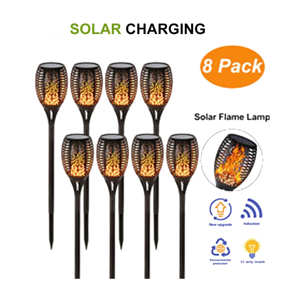 

2-8pcs solar flame lights post powered sogrand Led lamp energy yard solar Landscape Lawn led tiki torches flickering Lamp wat