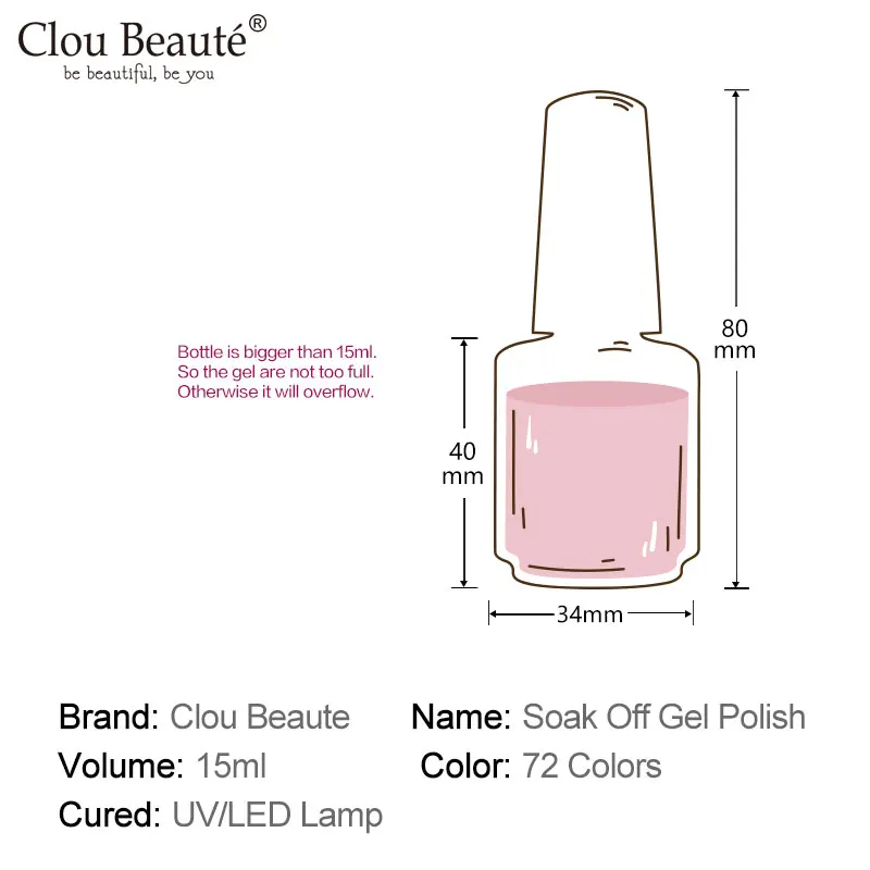 Clou Beaute Nail Gel Polish 15ml UV LED Varnish Hybrid All For Manicure Set Gellak vernis semi permanant uv | Красота и здоровье