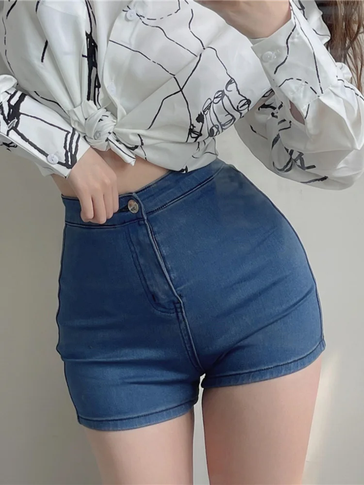 

Style Casual Sweet Solid Simple Color Stretch Denim Straight Shorts Classic Versatile Slim Fashion Women's Clothing 3H0A