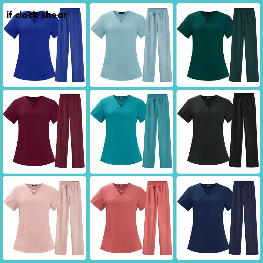 

Light Stretch Top and Pant Suits Unisex Nurse Medical Scrub Uniform Hospital Operating Room Doctor Nurse Workwear Suit Wholesale