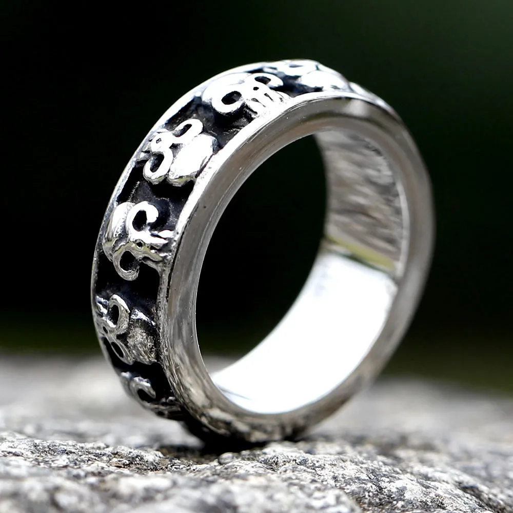 

new Vintage Gothic Steel Skull Rings Man Punk Rock Skeleton Men Ring Male Calvarium Party Jewelry Accessories free shipping
