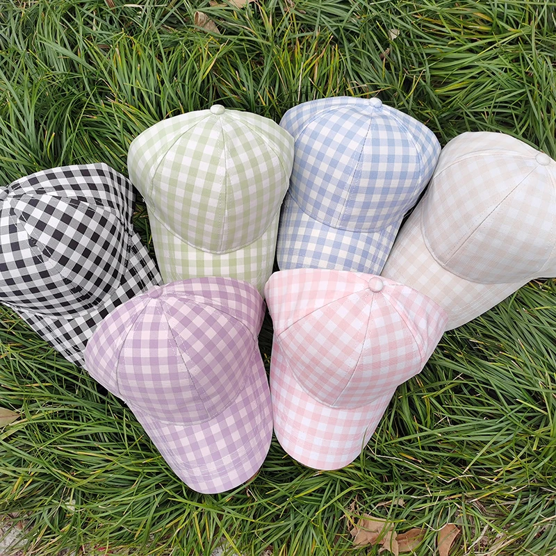 Кепка в клетку для женщин и девушек Классическая Регулируемая от солнца спорта