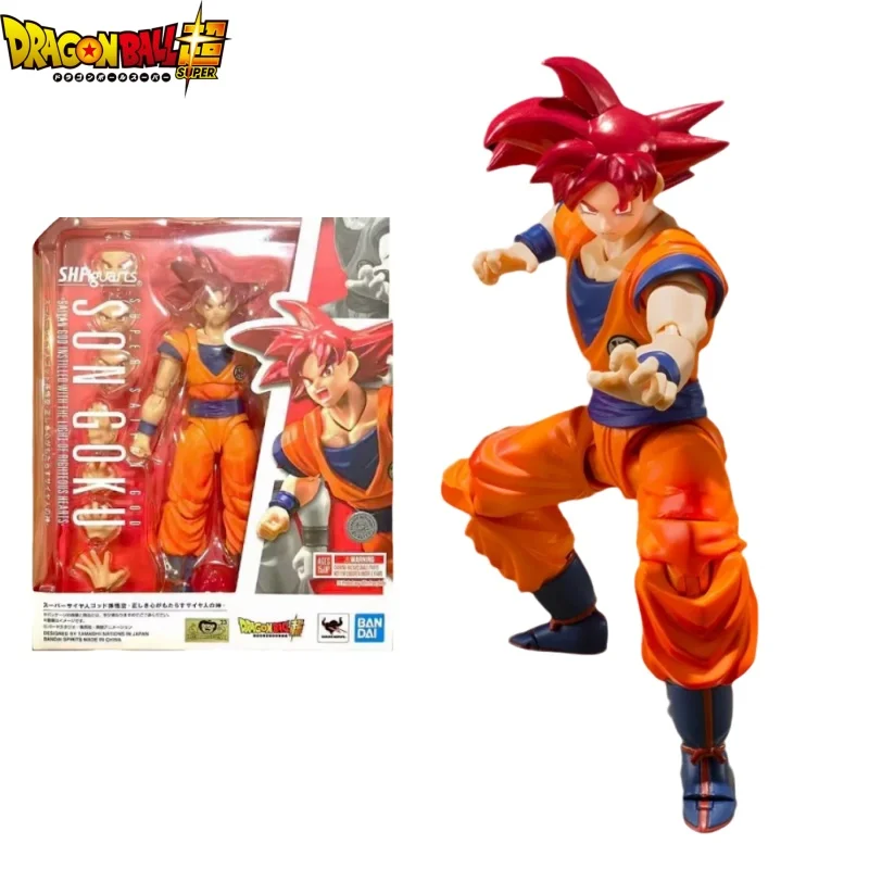 Оригинальный BANDAI S.H. Фигурarts Super Saiyan God Red Hair Son GOKU Dragon Ball Z Аниме экшн-модель из ПВХ