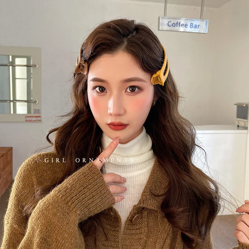 Корейские матовые большие заколки для волос женщин и девочек модные цветные