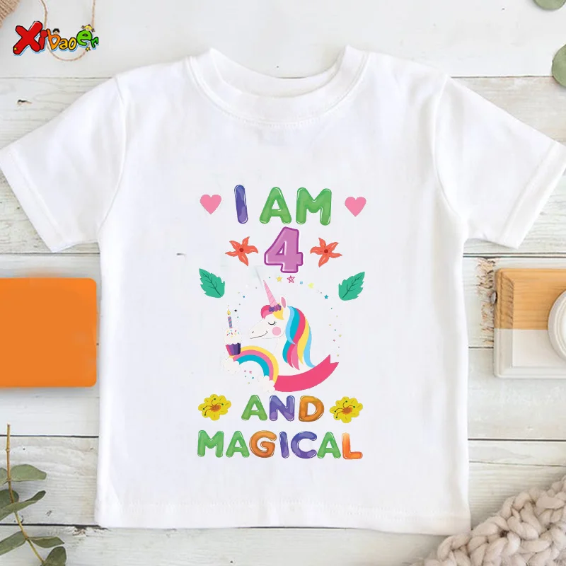 2022 Boys Girls Summer T Shirt Baby Children's Toddler Short Sleeve T-shirt Tops Cute Unicorn Cotton T-shirts 2-10 Years Old