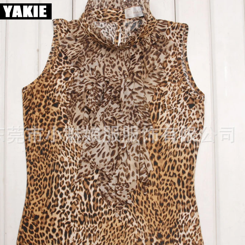 Leopard blouse shirt women plus size sleeveless bow stretch fleece blusa blouses female blusas feminina 2017 tops | Женская одежда