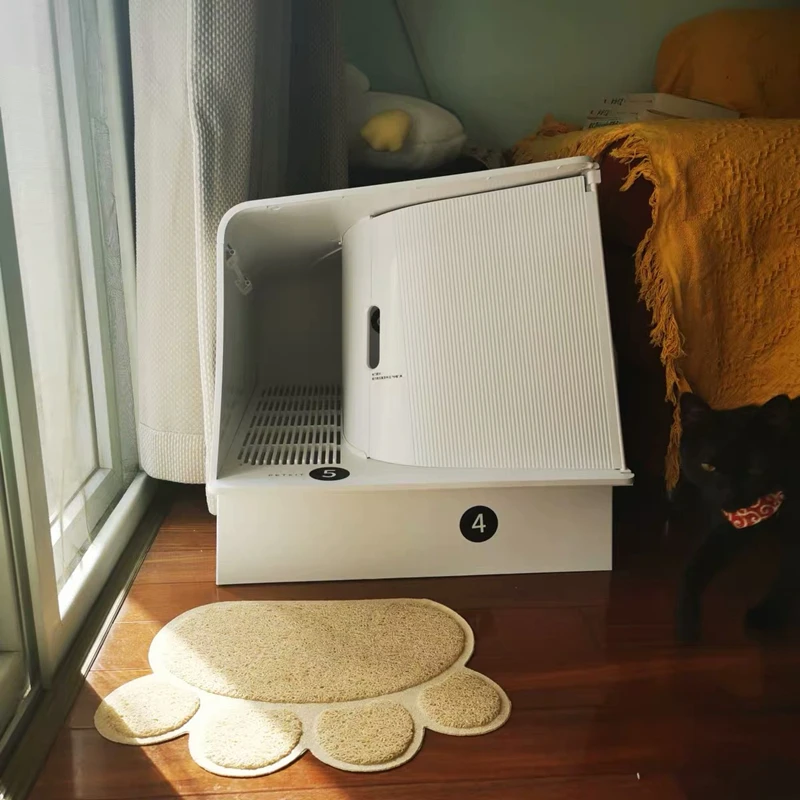 Белый полностью закрытый контейнер для кошачьего туалета современный обучающий