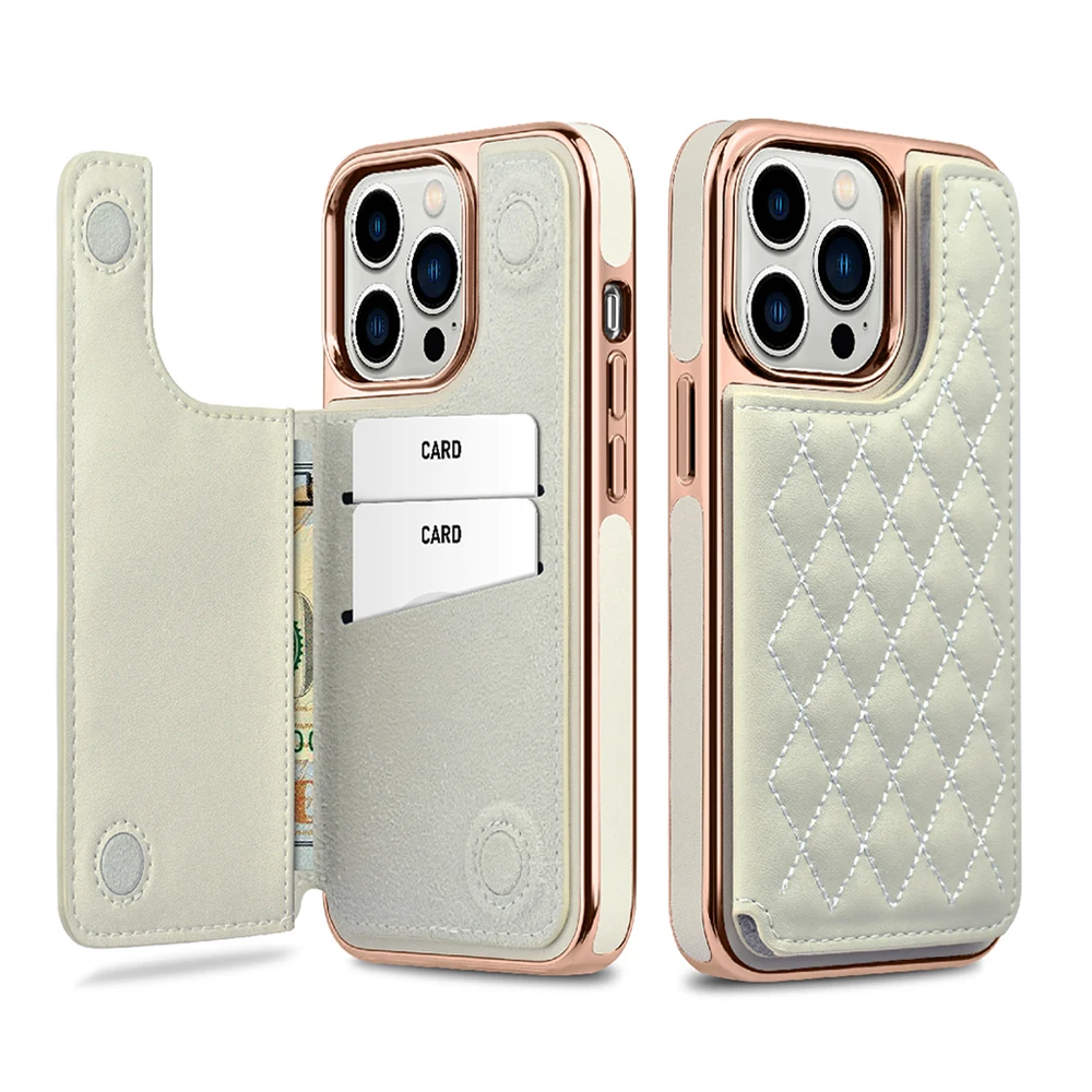 

ONEGIF Leather Embroidery Phone Case For iPhone 13 14 Pro Max Plus Magnetic Flip Wallet Card Holder Kickstand Shockproof Cover