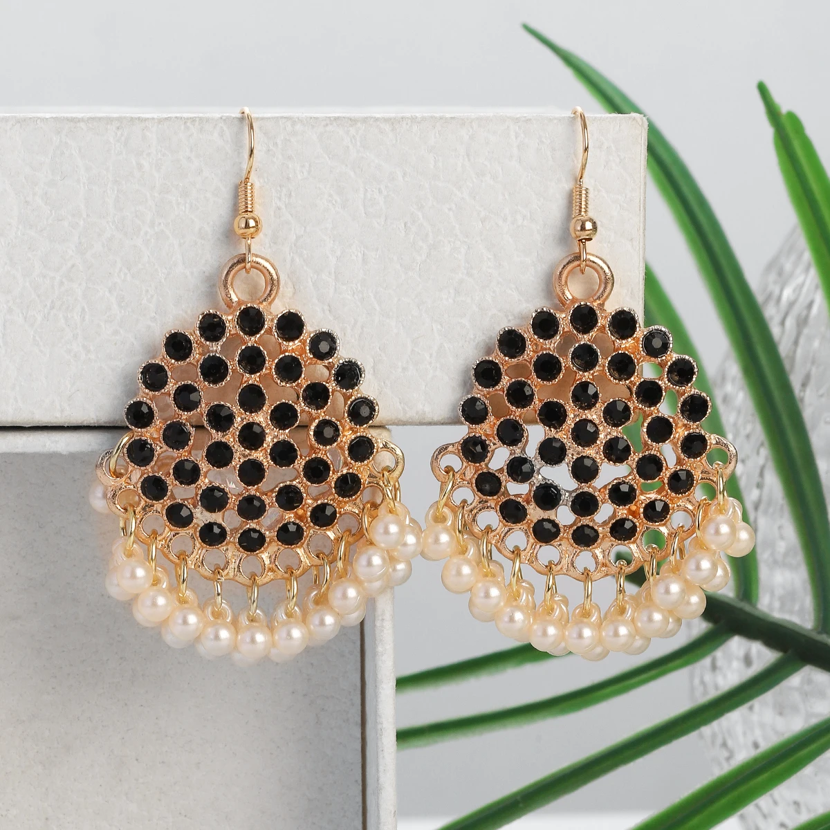 Роскошные круглые висячие серьги индийские бриллиантовые Jhumka Свадебные