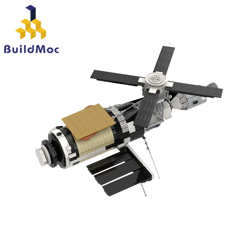 

BuildMoc Satellite Orbit Skylab Space Station Building Blocks 1:110 Scale Universe Lab Salyut 7 w Bricks Toys For Children Gift