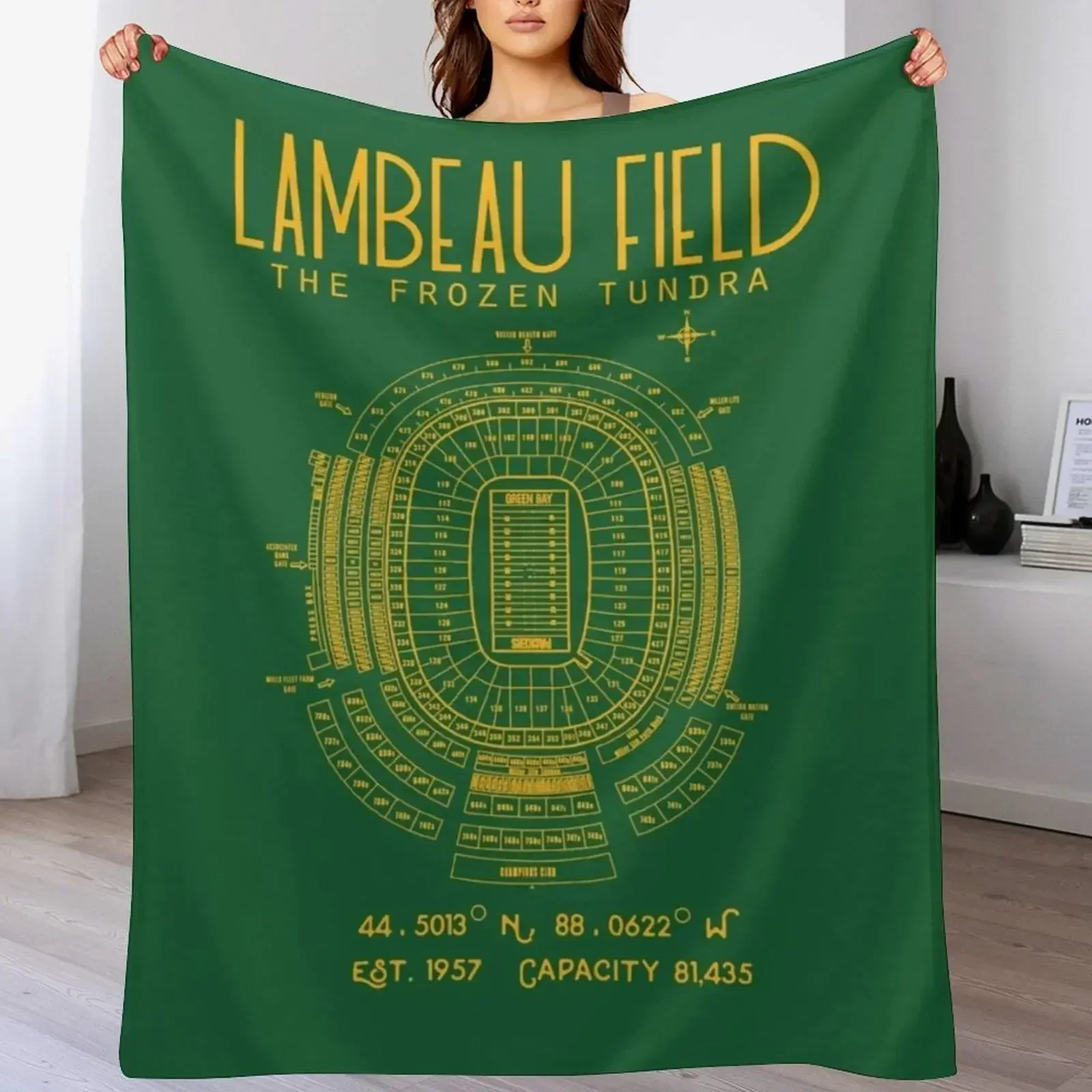 Одеяло Green Bay Packers Lambeau Field Stadium с принтом забавный подарок многофункциональные