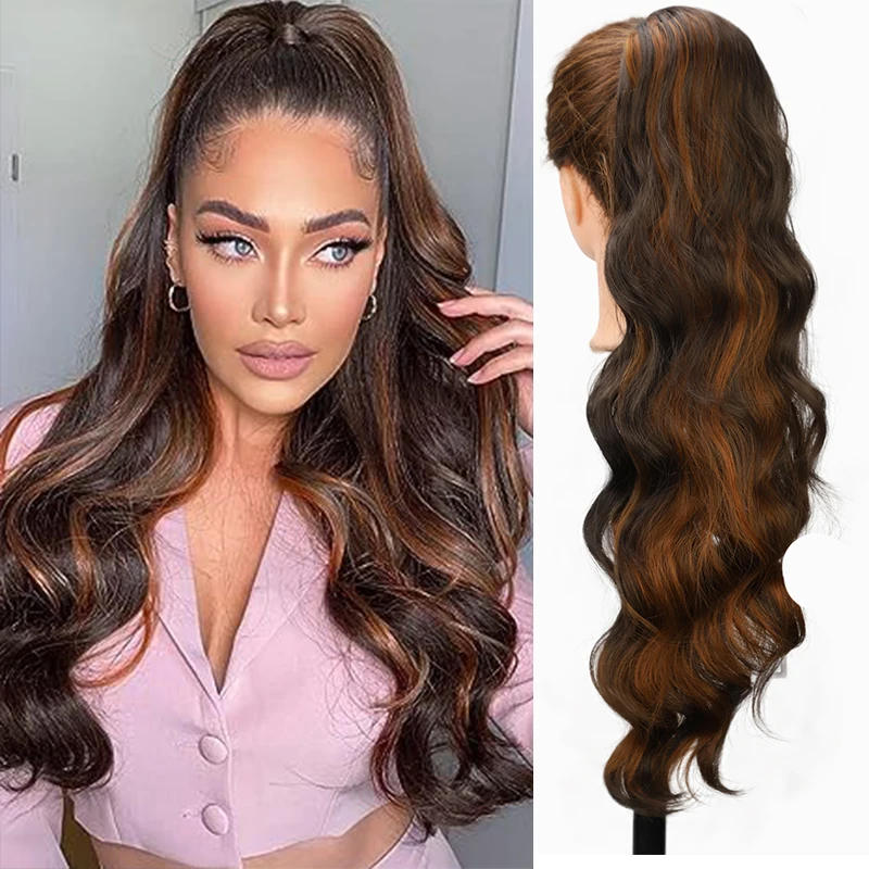 Женские накладные волосы из искусственных волос длинные волнистые на кулиске