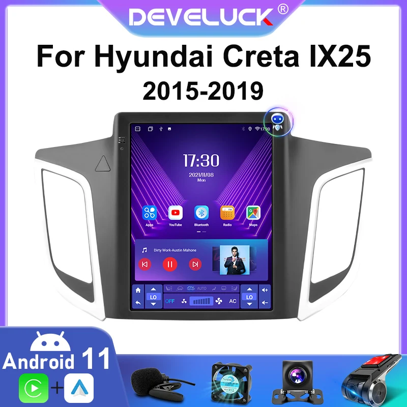 For Hyundai Creta IX25 2015-2019 2 Din Android 11 Car Radio Multimedia Video Navigation Carplay Stereo 4G Head Unit IPS DSP RDS