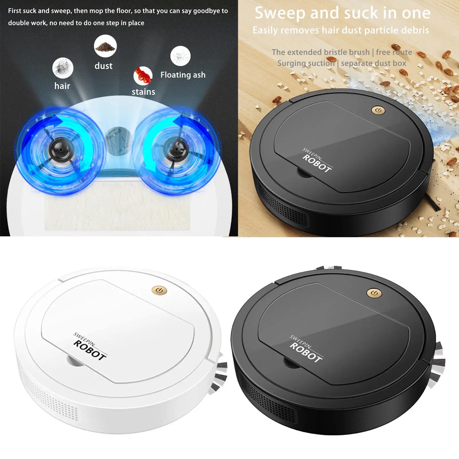 

Vacuum Cleaner,USB Rechargeable Auto Sweeper Robotic Vacuum for Hard Floors Carpet Household Tile Floor